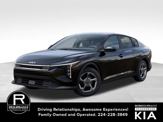 2026 Kia K4 LXS in Aurora Black Pearl — front three-quarter view