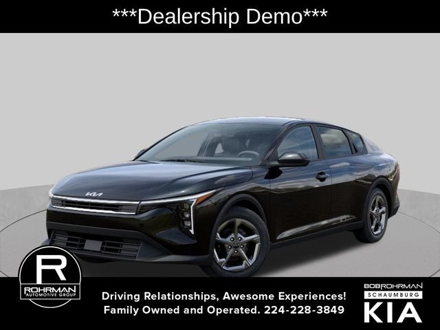 2026 Kia K4 LXS in Aurora Black Pearl — front three-quarter view