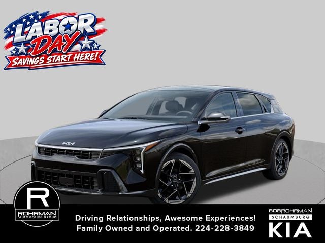 2026 Kia K4 GT-Line in Aurora Black Pearl — front three-quarter view