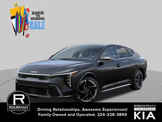 2026 Kia K4 GT-Line in Interstellar Gray — front three-quarter view