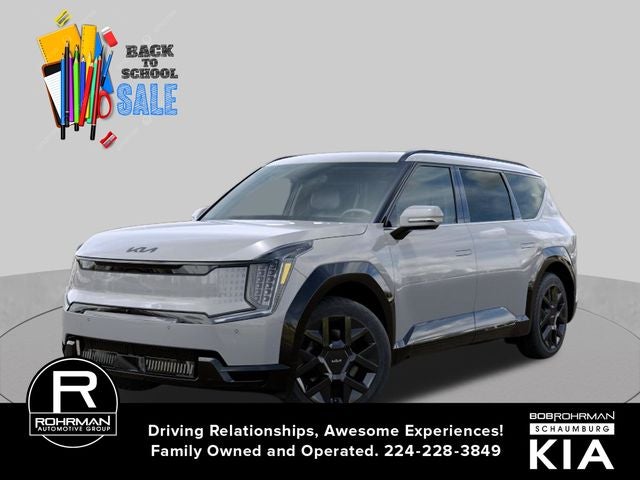2026 Kia EV9 Land in Wolf Gray — front three-quarter view