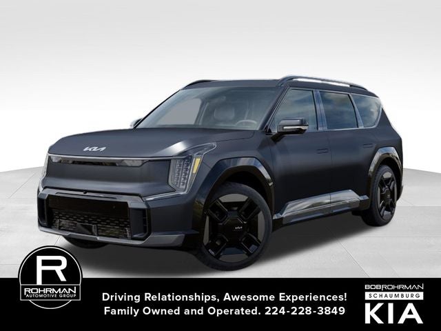 2026 Kia EV9 GT-Line in Panthera Metal Matte — front three-quarter view