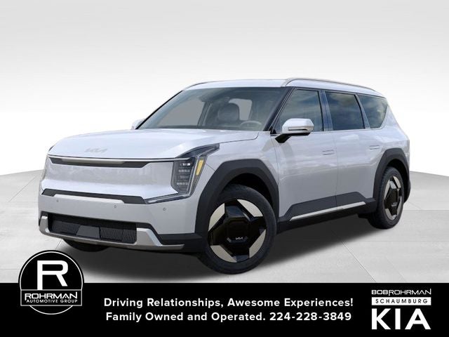 2026 Kia EV9 Wind in Glacial White Pearl — front three-quarter view