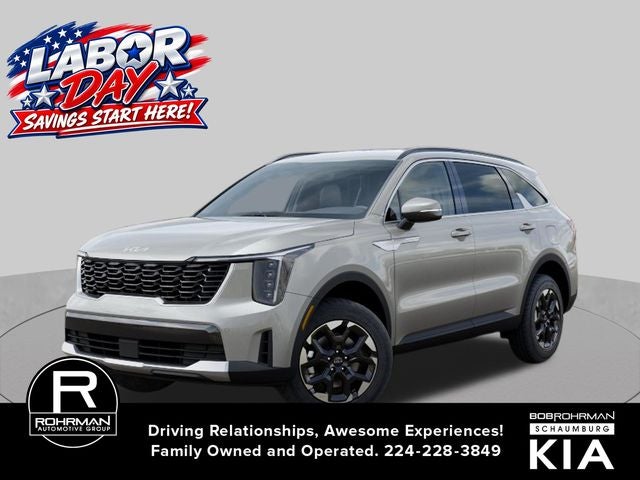 2026 Kia Sorento S in Ivory Silver — front three-quarter view
